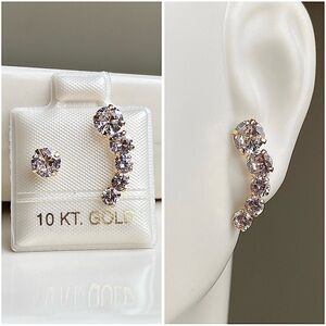 10k Solid Gold Earrings / Crawler Stud / Ear Piercing Studs /  Piercing Earrings